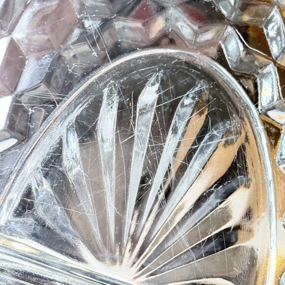Vintage Fostoria Glass American Clear 2056 Divided Oval Serving Bowl Cubist - Picture 6 of 9